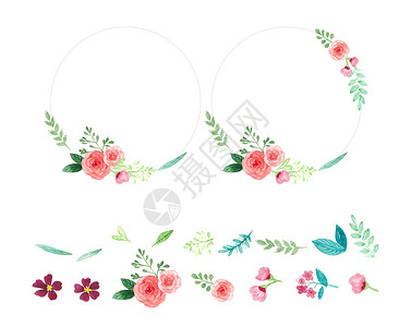 透明轻纱素材花卉边框透明底素材插画
