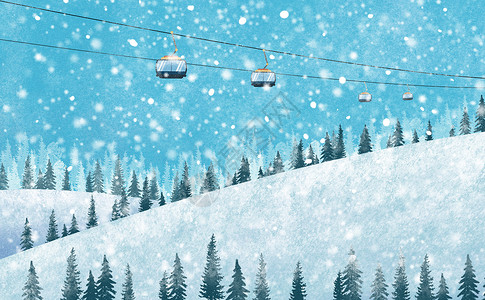 唯美雪景手绘彩色大脑树高清图片