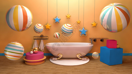 儿童活动商品浴缸电商背景设计图片