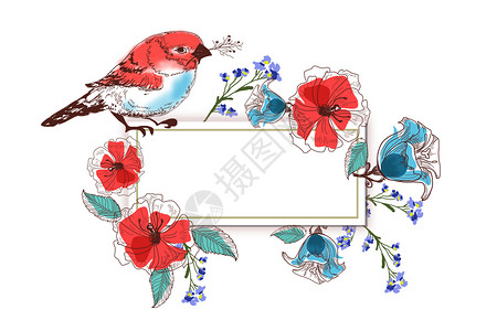 春天边框素材手绘花卉插画