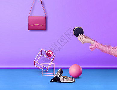 粉色包包素材电商购物场景设计图片