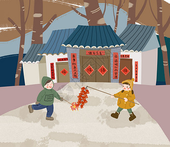 中国风春节放鞭炮背景图片