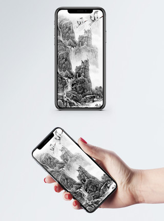 高清水素材中国风水墨背景手机壁纸模板