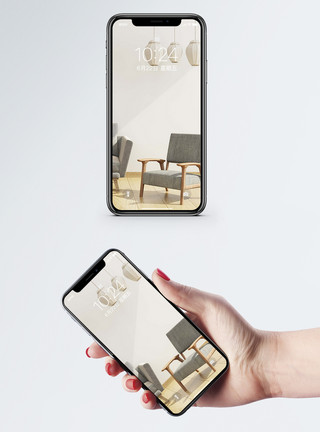 角落沙发简欧家居设计手机壁纸模板