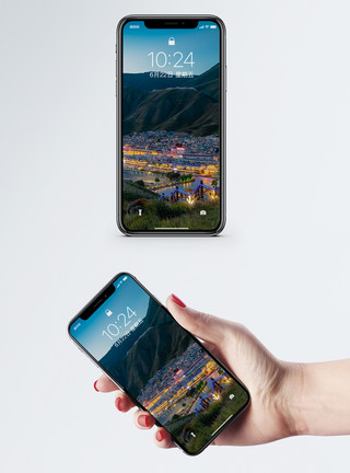 藏族村寨青海玉树手机壁纸模板