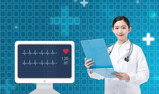 看资料的女医生投影科技智能医疗设计图片