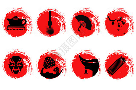 古筝图标中国风元素插画