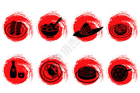 中国风月饼图标节日美食插画