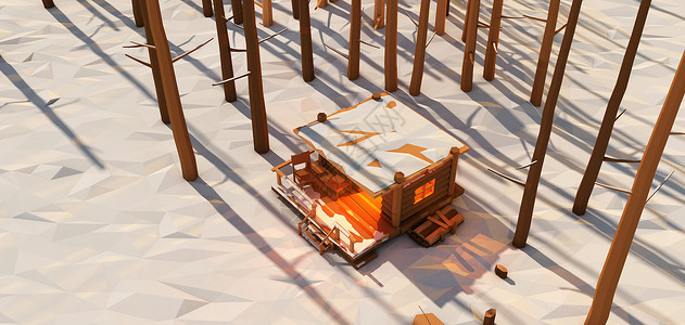 小屋模型雪中小屋设计图片