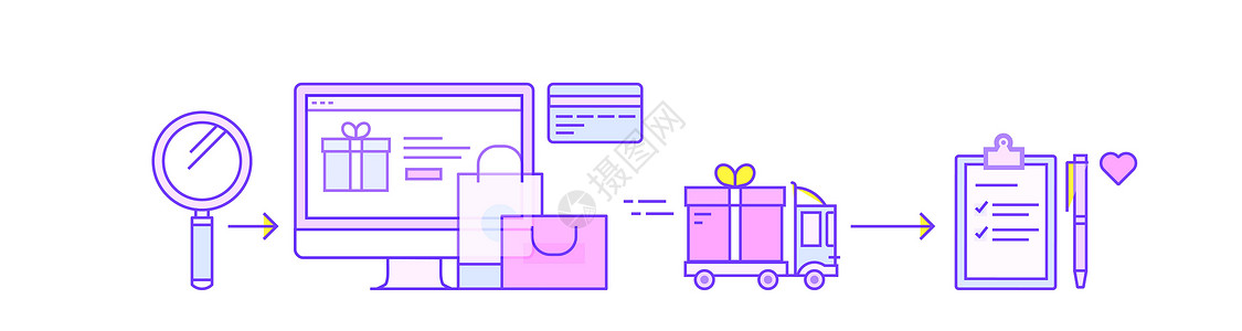 订单支付页面矢量电商购物背景图插画