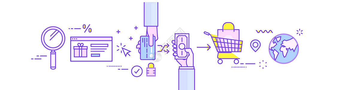 现代图矢量电商购物移动支付背景图插画