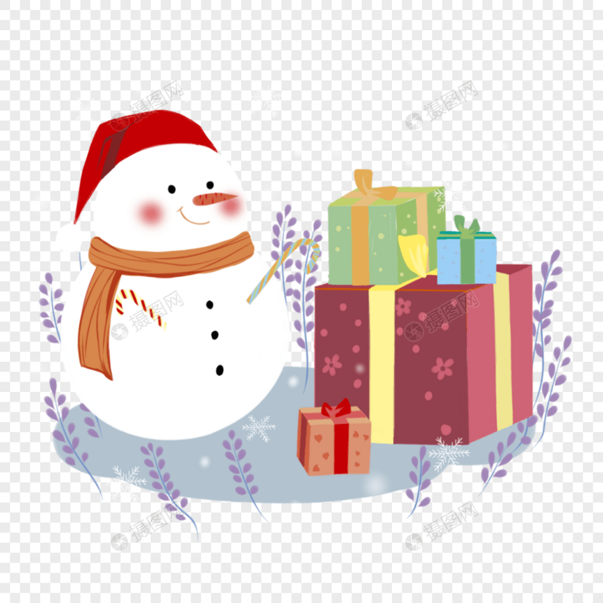 圣诞雪人和礼物图片