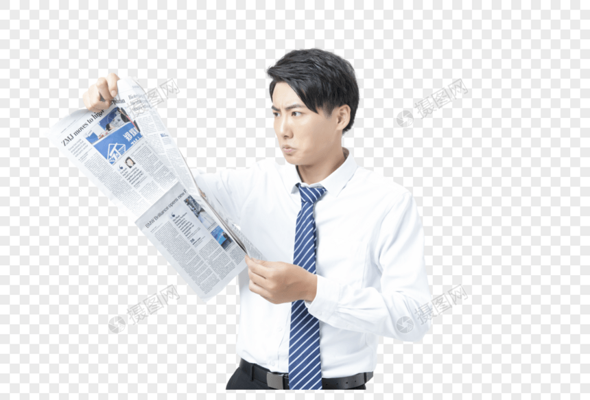 商务男性在看报纸图片