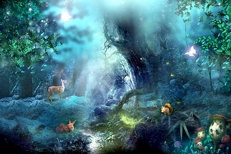 动物与植物梦幻森林设计图片