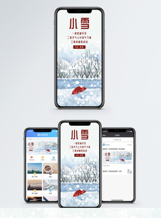 水墨红蜡梅小雪手机海报配图模板