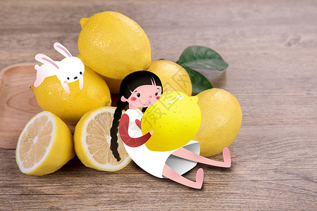 新鲜生鲜柠檬水果插画