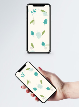 手机平铺叶子装饰背景手机壁纸模板