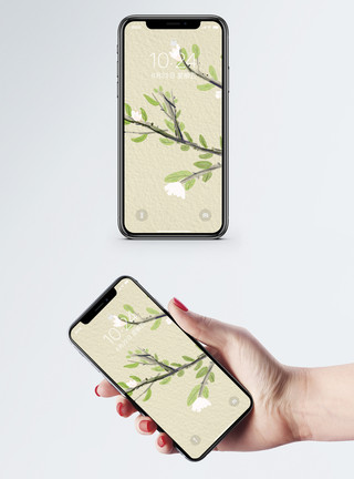 秋分中国风手绘古风树枝手机壁纸模板