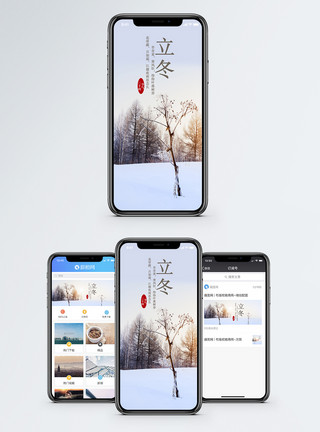 冬季的树立冬手机配图海报模板