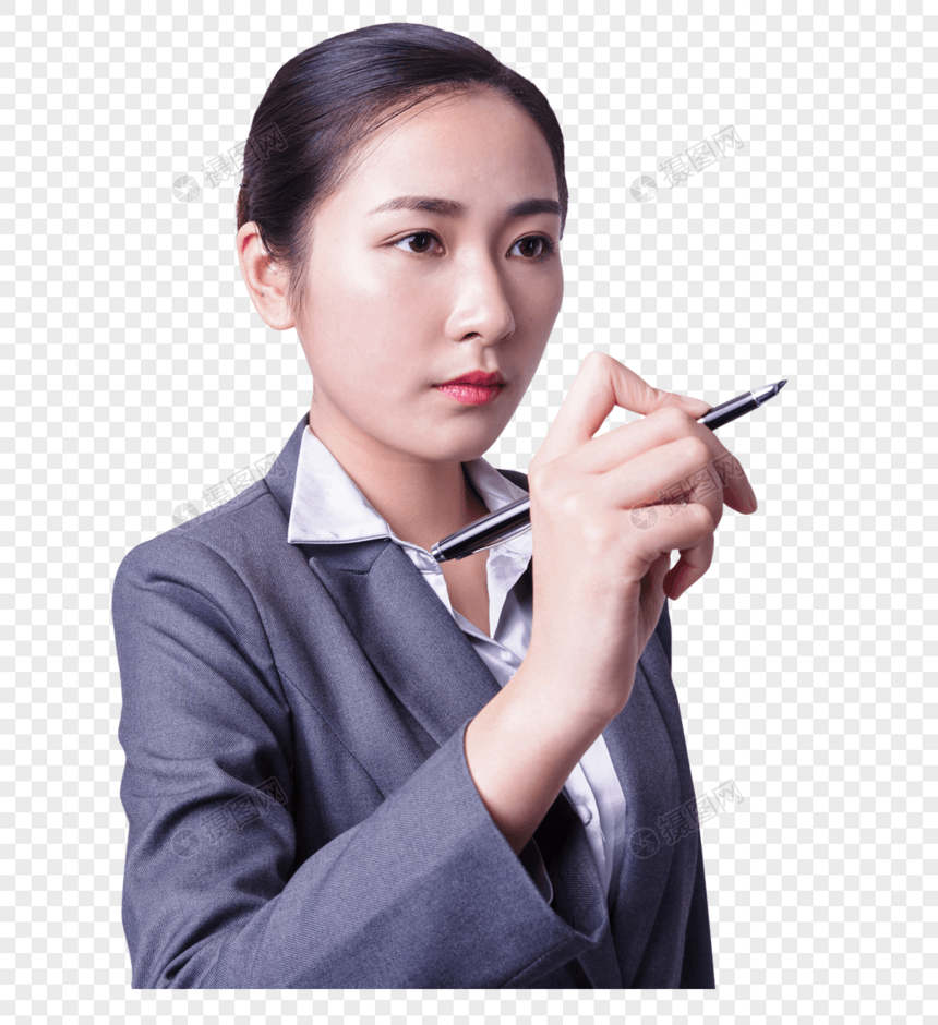 自信职业女性握笔科技手势图片
