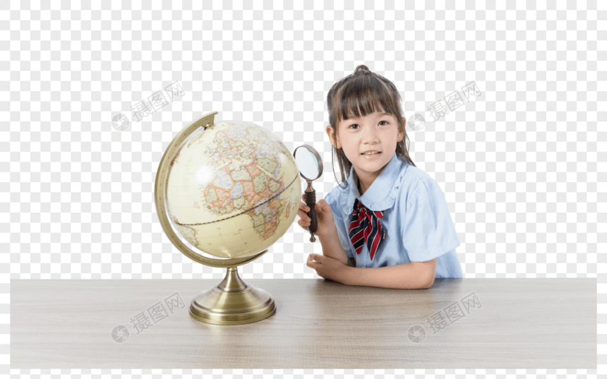 儿童看地球仪图片