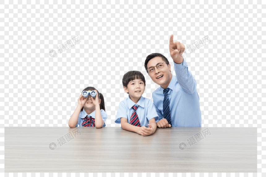 爸爸和孩子看向前方图片
