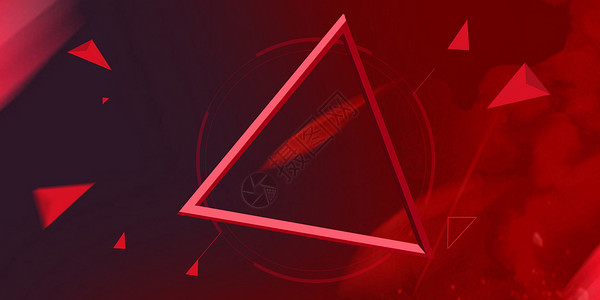 红色几何三角形促销红色背景设计图片