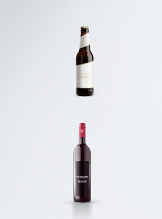 透明酒瓶素材红酒瓶子包装样机模板