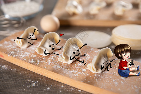 有趣素材饺子插画