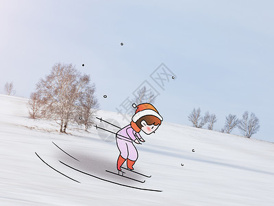 梅里克山丘滑雪吧创意摄影插画插画