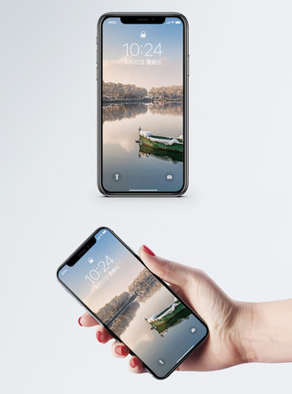 雪地上的小船雪景手机壁纸模板
