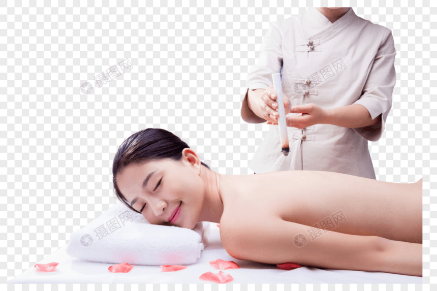 养生性感甜美女人在做艾灸图片