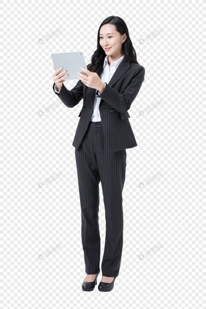 商务女性拿着平板电脑图片