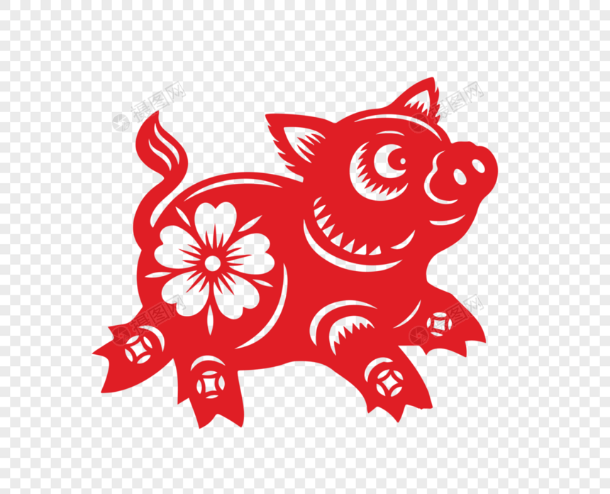 猪猪剪纸图片