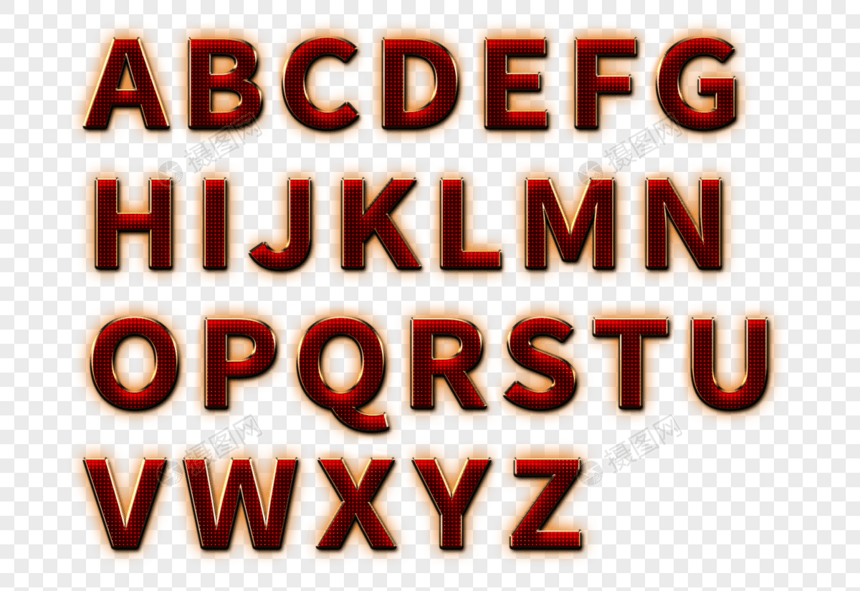 红色纹理英文字母图片