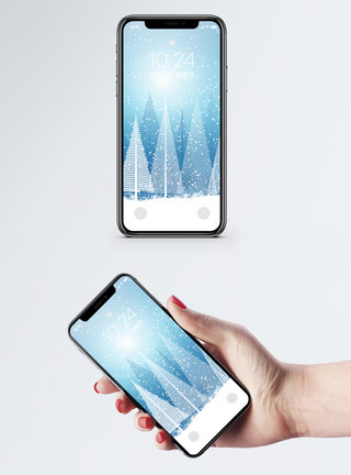 圣诞积雪冬季雪景手机壁纸模板