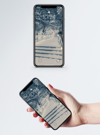 白色森林雪景手机壁纸模板