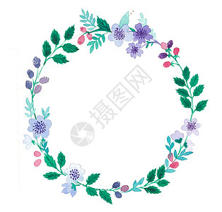 水彩花卉边框背景图片