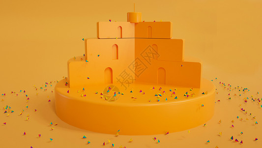 生日蛋糕元素展示空间场景设计图片