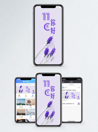 紫色干花素材图11月你好手机配图海报模板