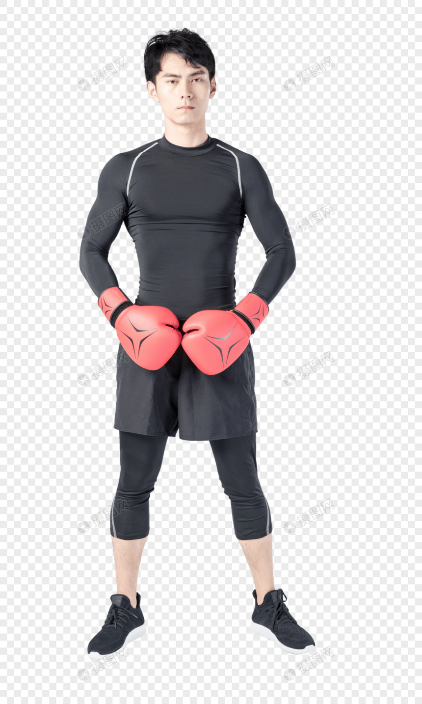 运动男性人像拳击手套图片
