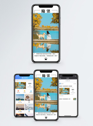狗狗陪伴少女和狗手机海报配图模板