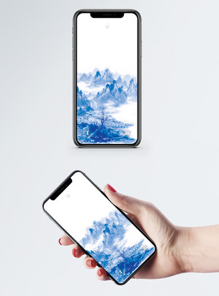 水墨书法传统艺术茶道中国风水墨山水画手机壁纸模板