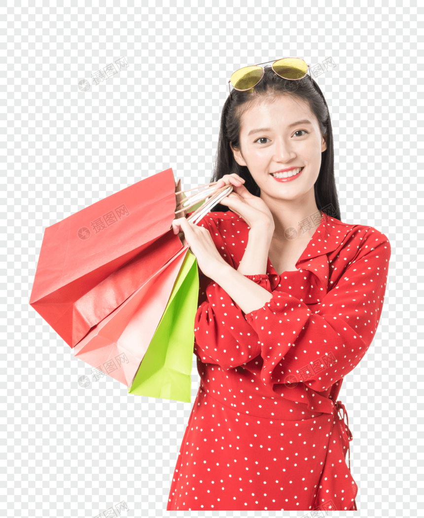 美丽女性提包购物图片