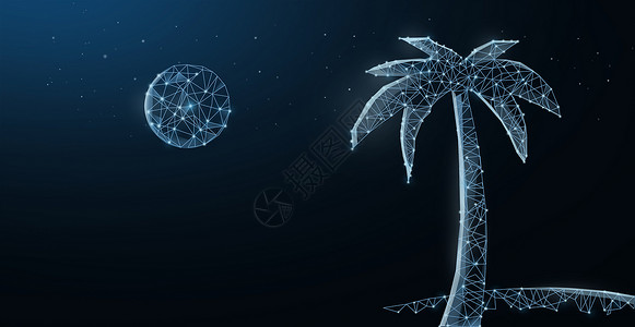 椰树png椰树夜景设计图片