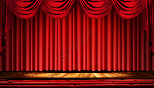 红色帘布舞台幕布场景设计图片