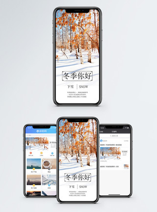 雪叶子冬季你好手机海报配图模板