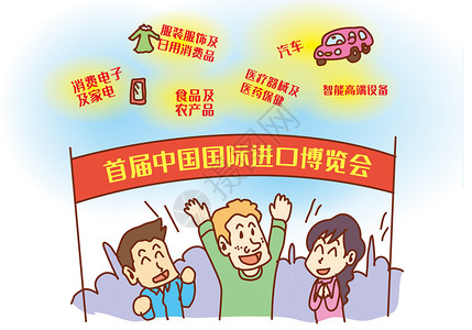 中国进口博览会宣传海报首届中国国际进口博览会插画