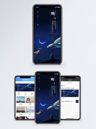 鲸鱼星空晚安手机海报配图模板