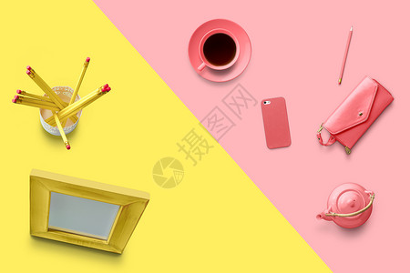 咖啡粉色柔色拼色背景设计图片